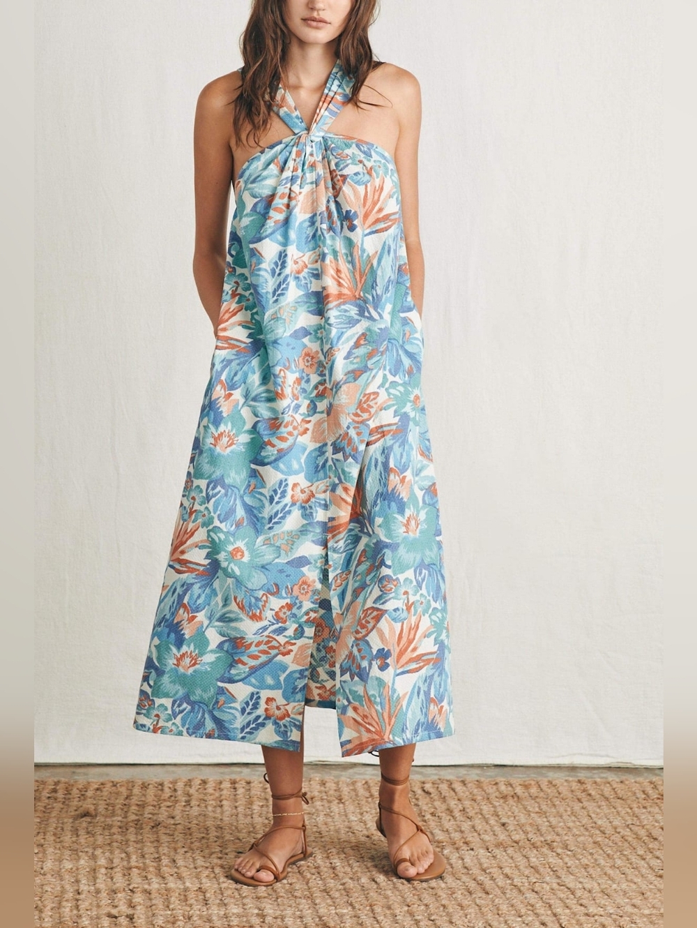 NEW FAHERTY | $198 Bay Twist Halter Summer Dress L/XL - Picture 7 of 10
